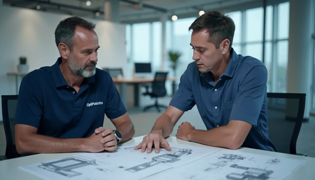 Ingenieros OptiRobotics hablando de robots colaborativos. Cobots